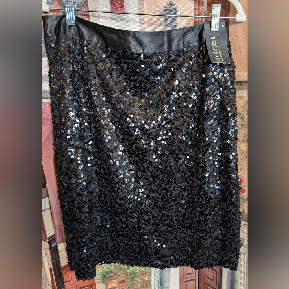 Lane Bryant Black Sequin Pencil Skirt